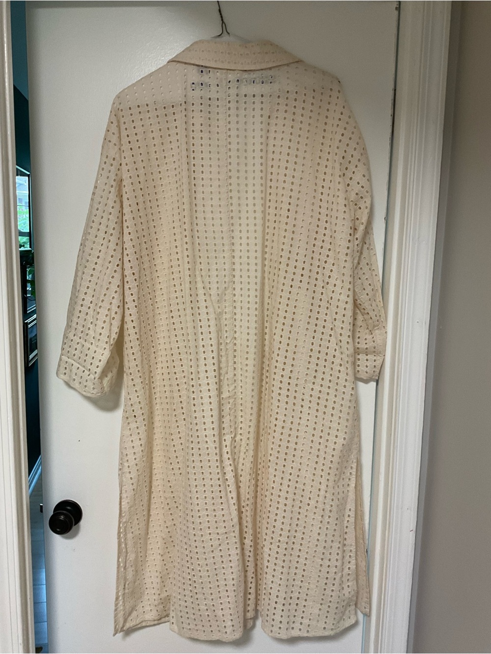Anthropologie Open-Front Eyelet Duster in Cream - Picture 4 of 4